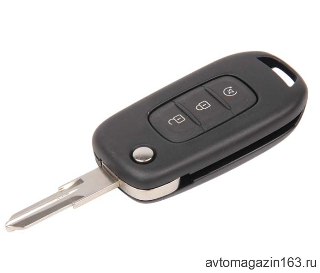 Ключ замка зажигания Renault HITAG AES (выкидной, хром) 3 кнопки VAC 102