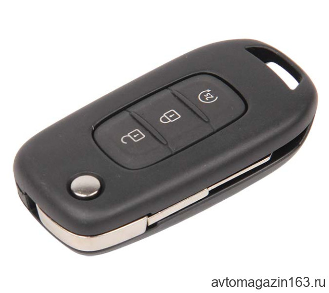 Ключ замка зажигания Renault HITAG AES (выкидной, хром) 3 кнопки VAC 102