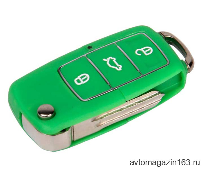 Ключ замка зажигания 1118, 2170, 2190, Datsun, 2123 выкидной по типу Volkswagen Люкс, 3 кн зеленый