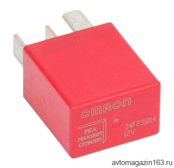 Реле 4-х контактное с резистором 25A мини Peugeot, Citroen, Opel красное 9807972380 OMRON Реле 4-х контактное с резистором 25A мини Peugeot, Citroen, Opel красное 9807972380 OMRON