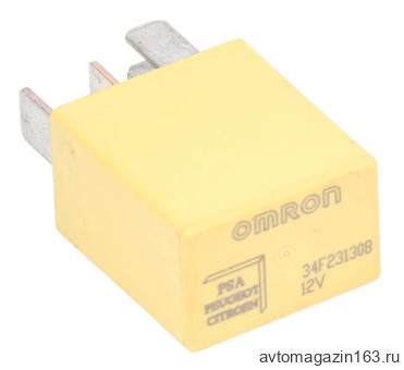 Реле 5 контактное с резистором 25A мини Peugeot, Citroen желтое 9673062180