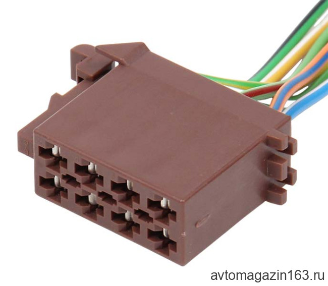 Разъем 8-pin 8 проводов для магнитолы (динамики) Веста, Гранта аналог 962191-1 коричневый