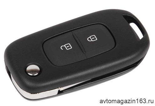 Ключ замка зажигания Renault HITAG AES (выкидной, хром) 2 кнопки VAC 102