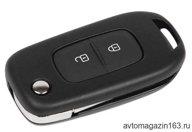 Ключ замка зажигания Renault HITAG AES (выкидной, хром) 2 кнопки VAC 102