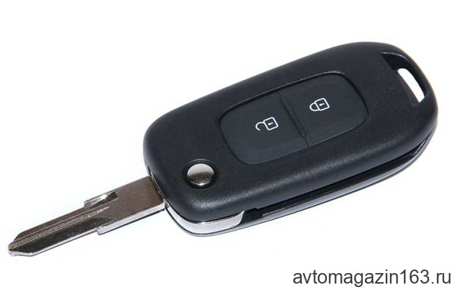 Ключ замка зажигания Renault HITAG AES (выкидной, хром) 2 кнопки VAC 102