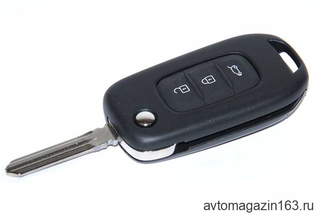 Ключ замка зажигания Renault HITAG AES (выкидной, хром) 3 кнопки HU179