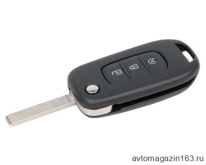 Ключ замка зажигания Renault HITAG AES (выкидной, хром) 3 кнопки Megane 2016, Duster VA2