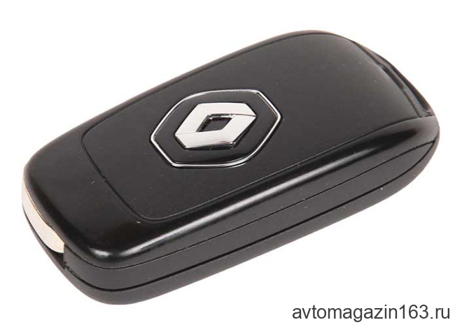 Ключ замка зажигания Renault HITAG AES (выкидной, хром) 3 кнопки Megane 2016, Duster VA2