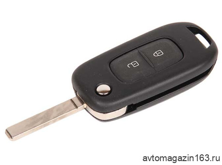 Ключ замка зажигания Renault HITAG AES (выкидной, хром) 2 кнопки Megane 2016, Twingo 2014, Duster